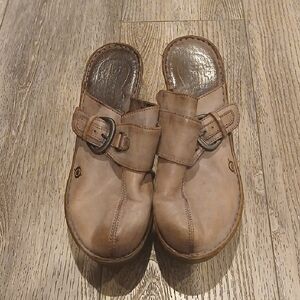 Born Tan Leather Mules